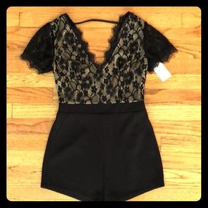 Black and Nude Lace Romper